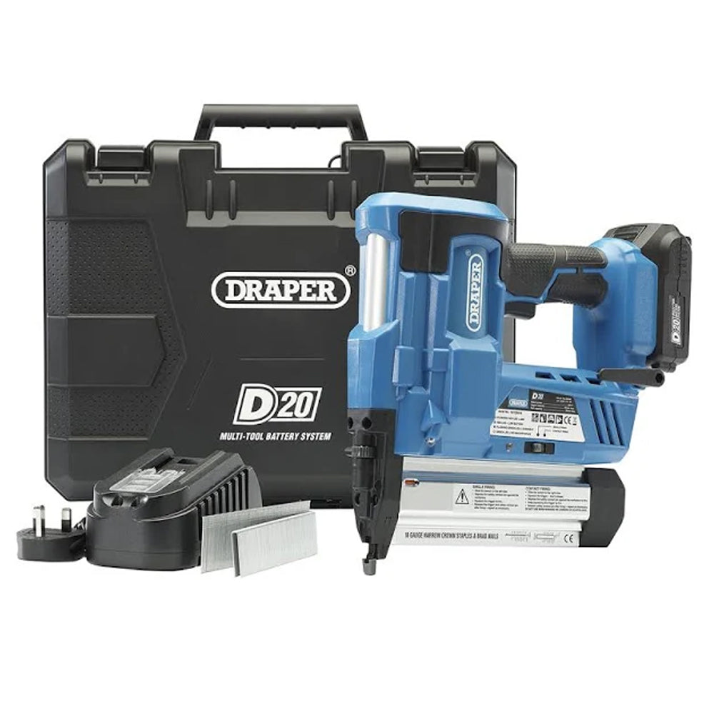 Draper D20NSSET D20 20V Nailer/Stapler With 1 x 2.0Ah Battery & Charger - 00646