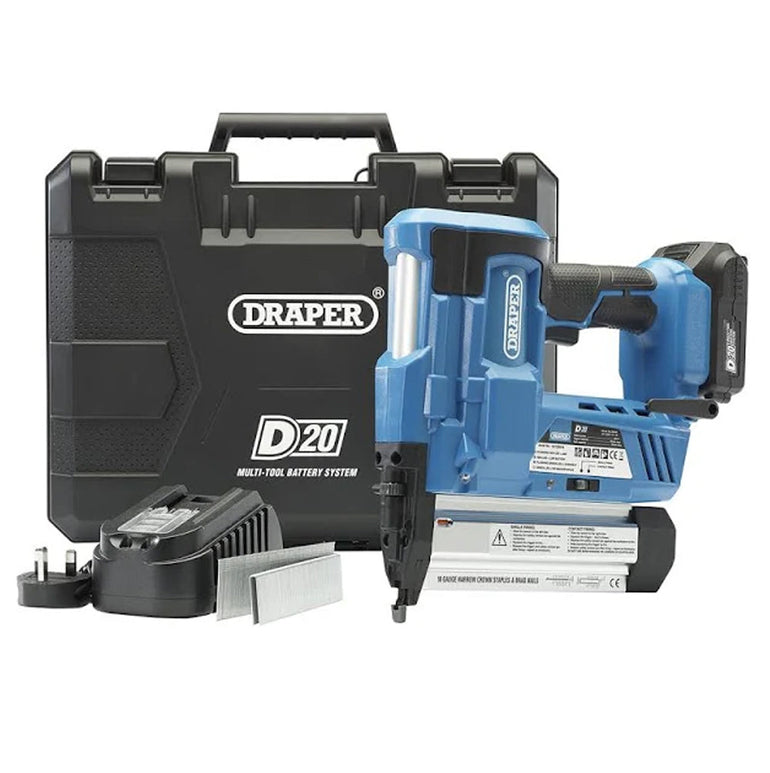 Draper D20NSSET D20 20V Nailer/Stapler With 1 x 2.0Ah Battery & Charger - 00646