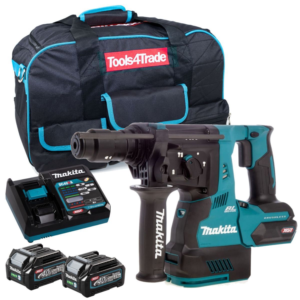 Makita HR003GZ 40V Brushless SDS+ Rotary Hammer Drill with 2 x 2.5Ah Battery Charger & Bag