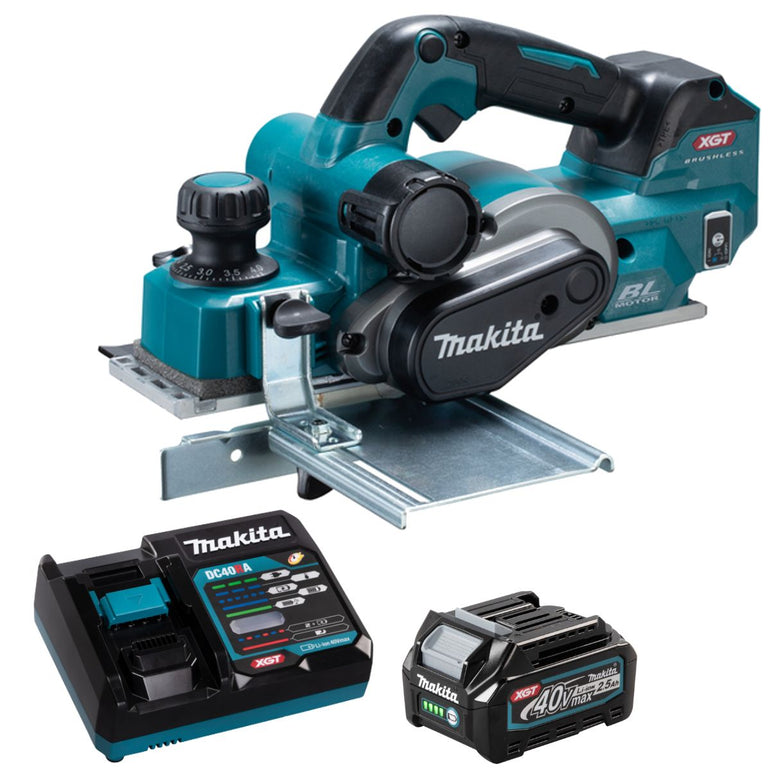 Makita KP001GZ 40V 82mm Brushless Planer With 1 x 2.5Ah Battery & Charger