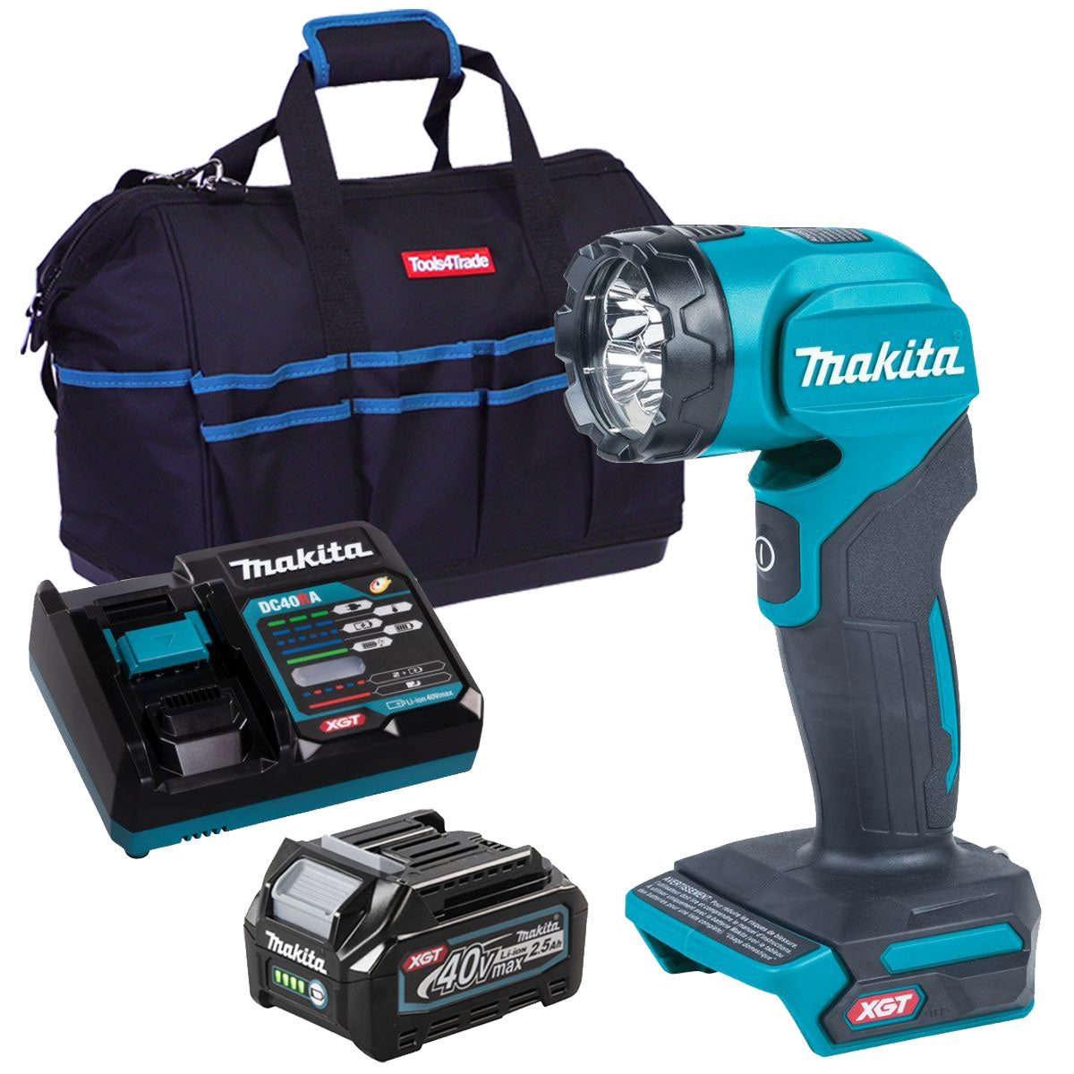 Makita ML001G 40V LED Flashlight Torch With 1 x 2.5Ah Battery Charger & Bag