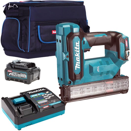 Makita FN001GZ 40V Brushless 18Ga Brad Nailer With 1 x 2.5Ah Battery Charger & Bag