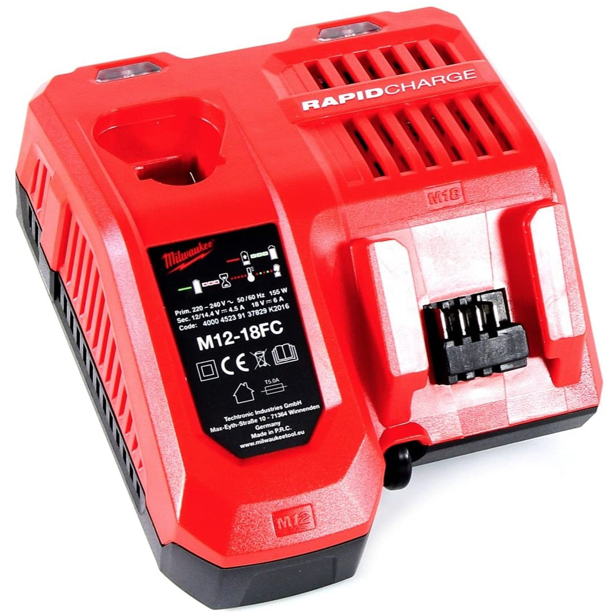 Milwaukee M12-18FC 12-18V Multi Voltage Fast Charger with M18B2 2.0Ah Battery