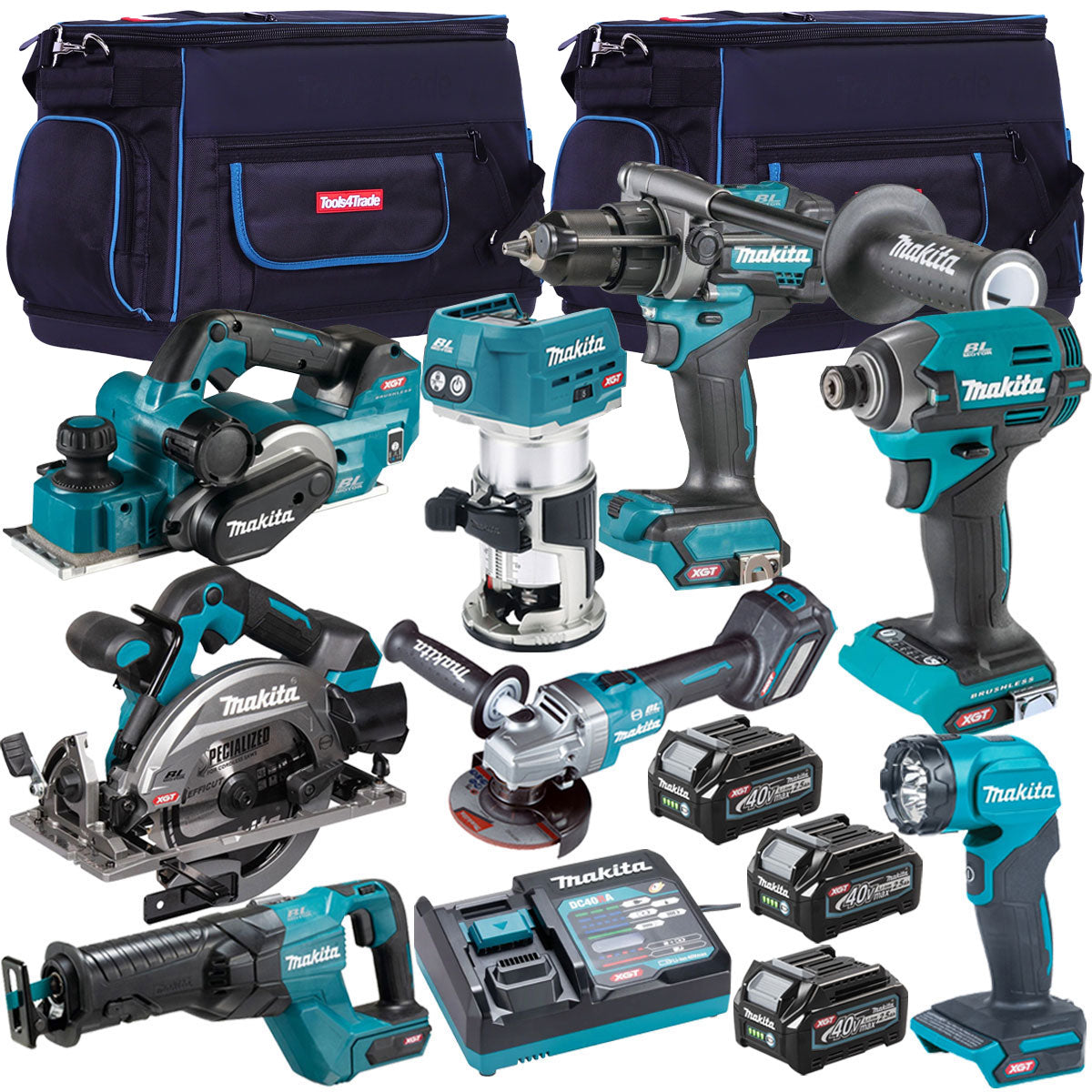 Makita 40V XGT 8 Piece Brushless Power Tool Kit with 3 x 2.5Ah Battery T4TKIT-16047