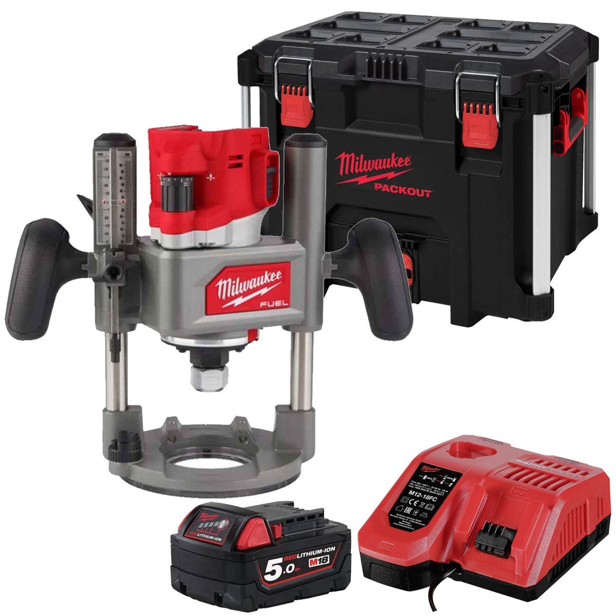 Milwaukee 18V M18FR12KIT Fuel Brushless 1/2" Router Cutter with 1 x 5.0Ah Battery & Charger