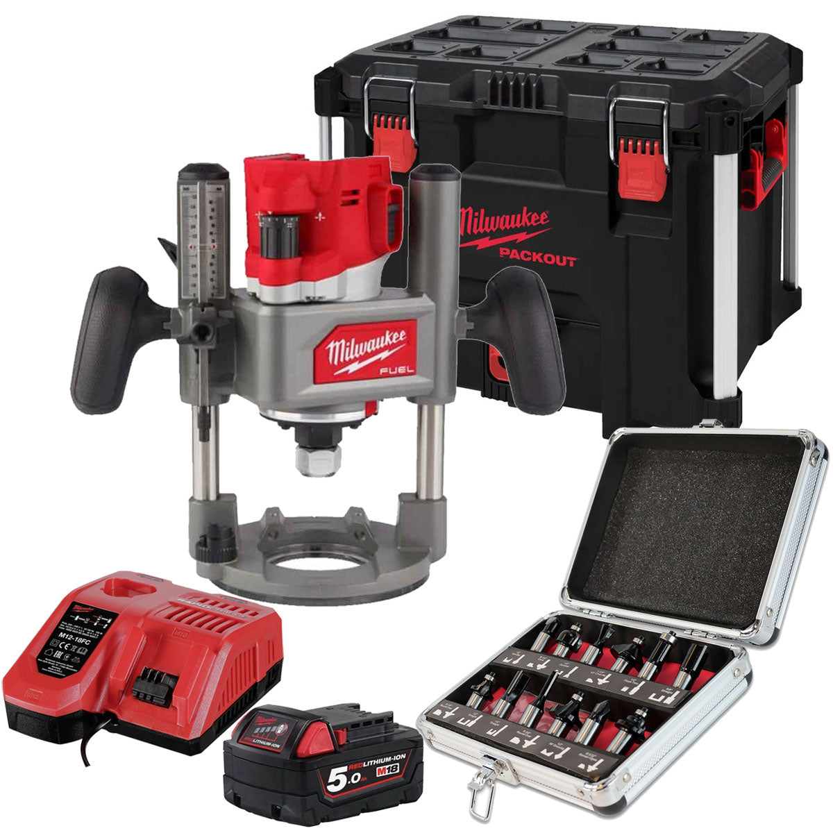 Milwaukee 18V M18FR12KIT Fuel Brushless 1/2" Router Cutter with Accessories Set