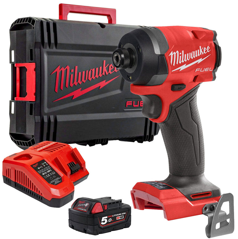 Milwaukee M18FID3-0 18V Fuel Brushless Impact Driver with 1 x 5.0Ah Battery Charger & Carry Case