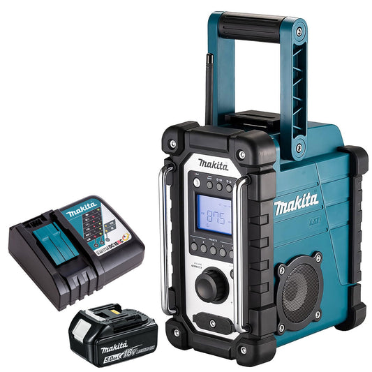 Makita DMR116 14.4/18V AM/FM Jobsite Radio With 1 x 5.0Ah Battery & Charger