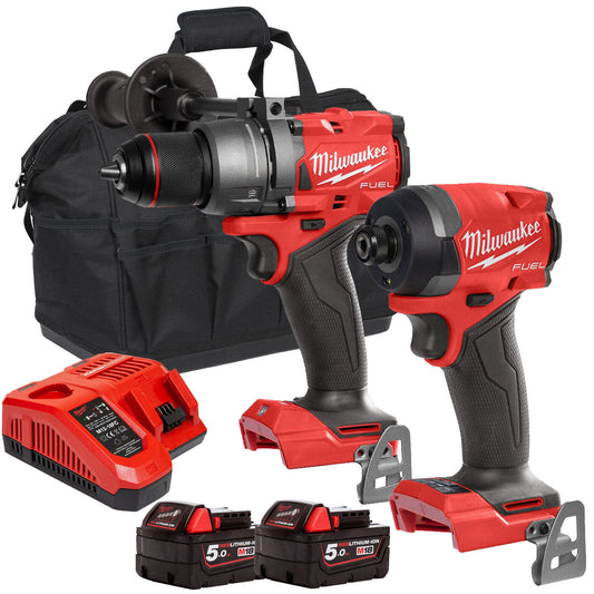 Milwaukee 18V Brushless Twin Pack Impact Driver + Combi Drill with 2 x 5.0Ah Battery MTKIT-16181