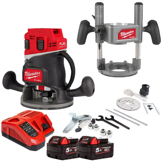 Milwaukee 18V M18FR12-0 FUEL Brushless 1/2" Router Cutter with 2 x 5.0Ah Battery & Charger