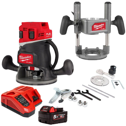 Milwaukee 18V M18FR12-0 FUEL Brushless 1/2" Router Cutter with 1 x 5.0Ah Battery & Charger