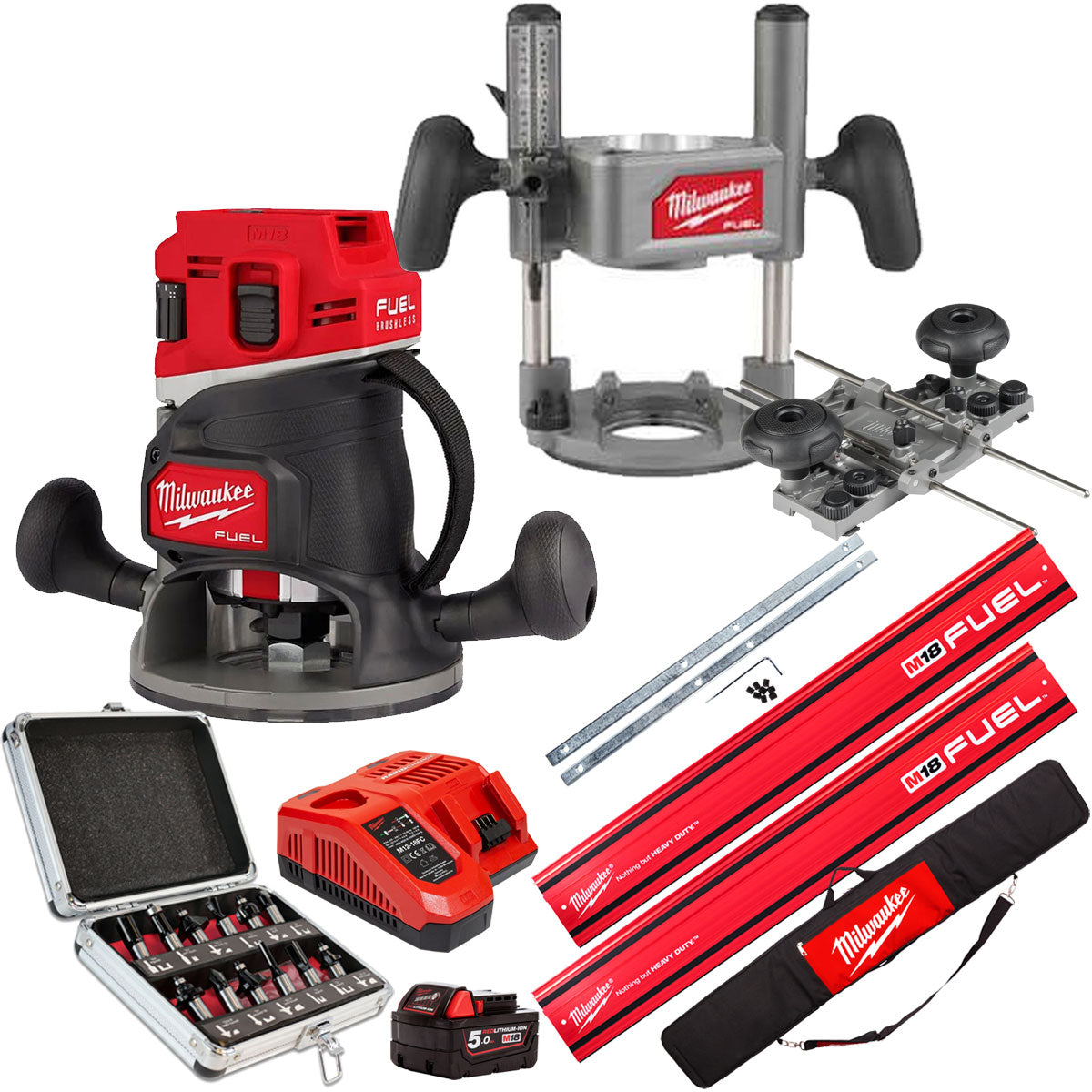 Milwaukee 18V M18FR12-0 FUEL Brushless 1/2" Router Cutter with Accessories Set