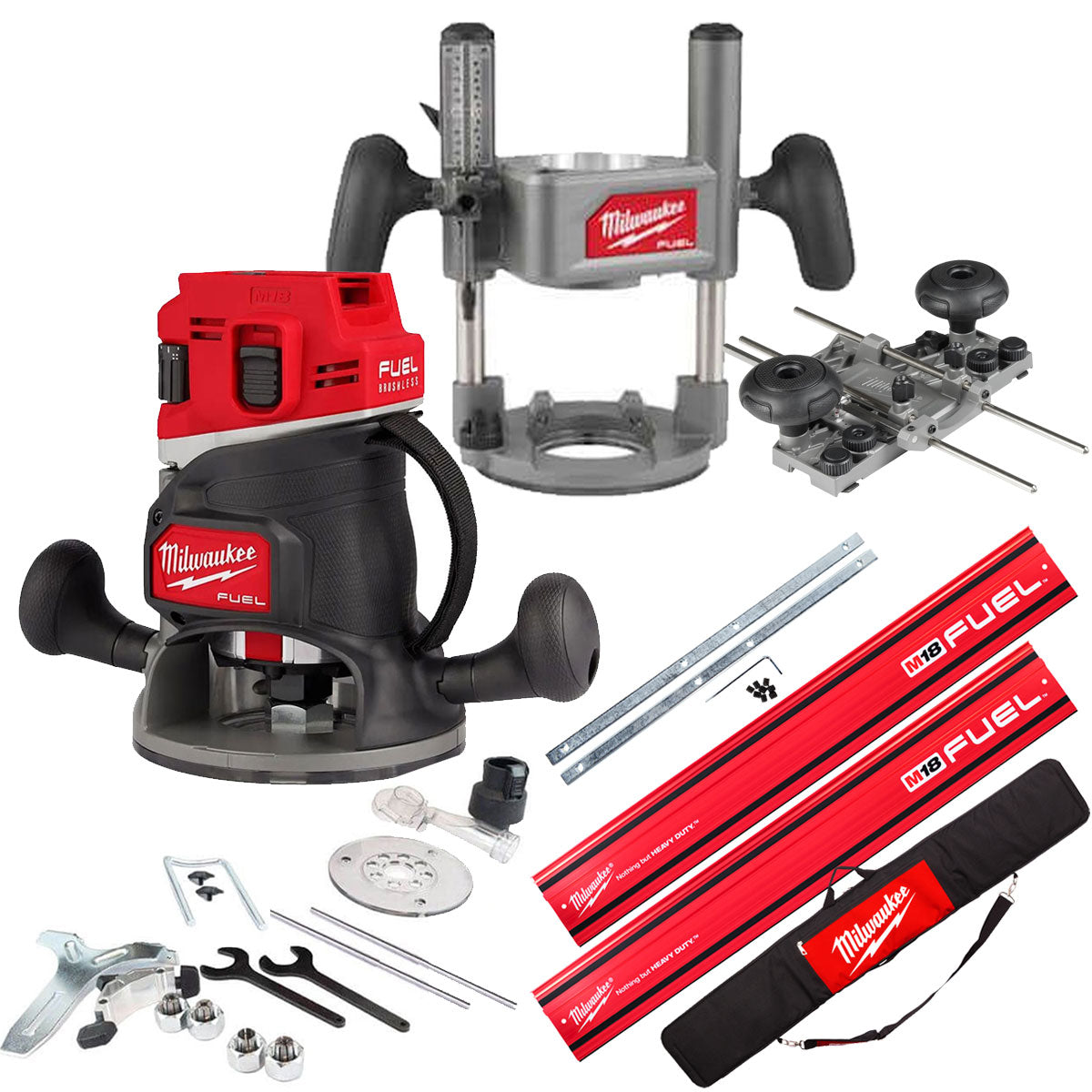 Milwaukee 18V M18FR12-0 FUEL Brushless 1/2" Router Cutter with Guide Rail Set