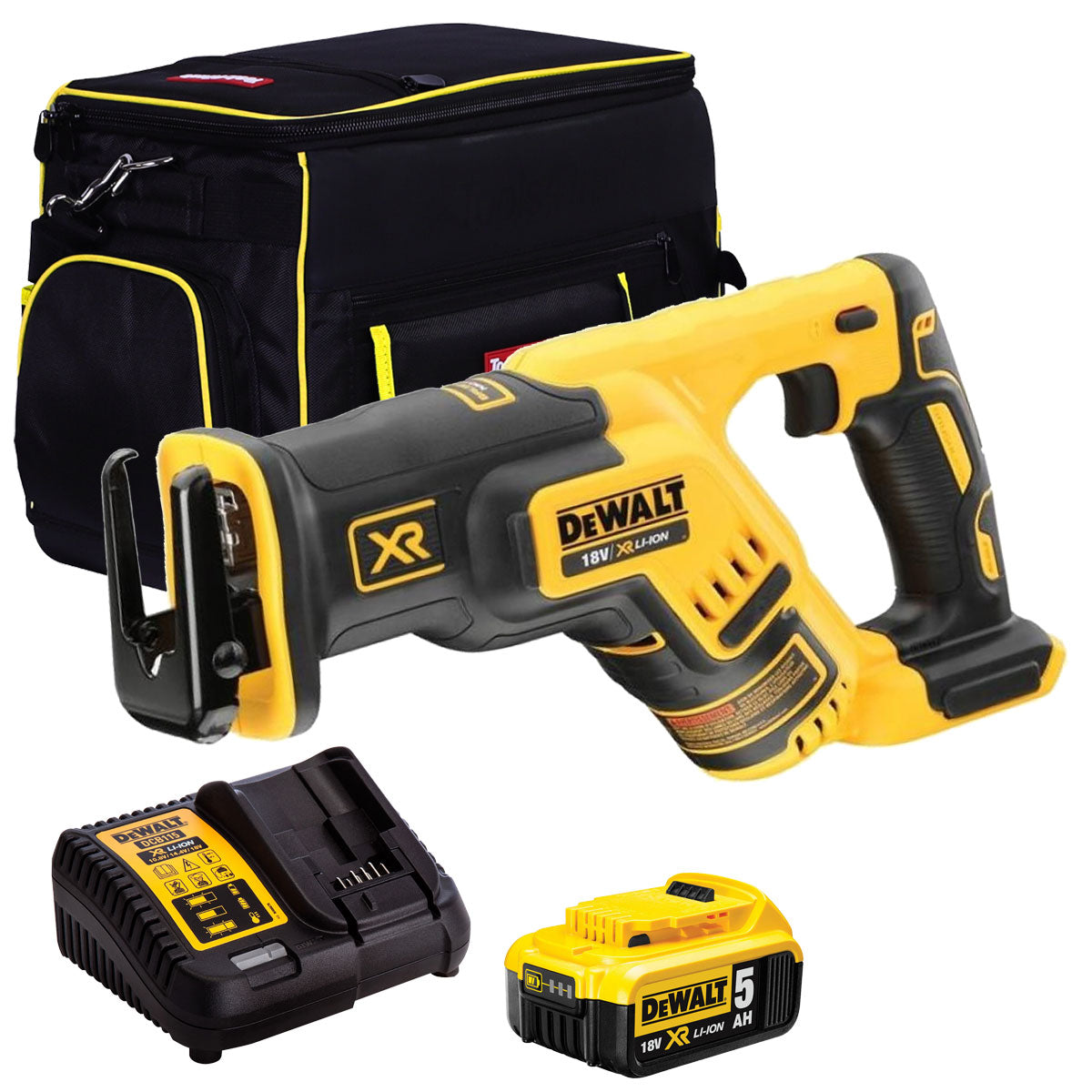 DeWalt DCS367N 18V Brushless Reciprocating Saw with 1 x 5.0Ah Battery Charger & 20" Bag