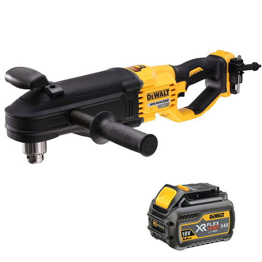 DeWalt DCD470N 54V XR Flexvolt Brushless Right Angled Core Drill with 1 x 6.0Ah Battery