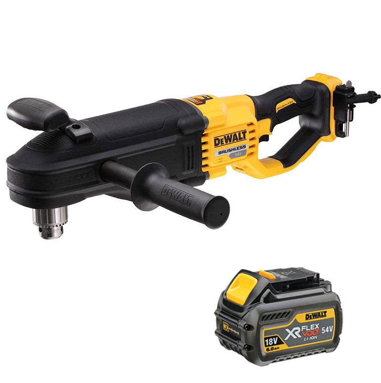 DeWalt DCD470N 54V XR Flexvolt Brushless Right Angled Core Drill with 1 x 6.0Ah Battery