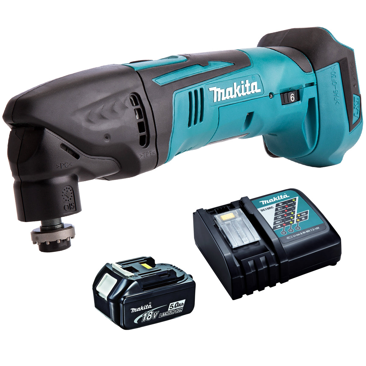 Makita DTM50Z 18V Oscillating Multi Tool Cutter with 1 x 5.0Ah Battery & Charger