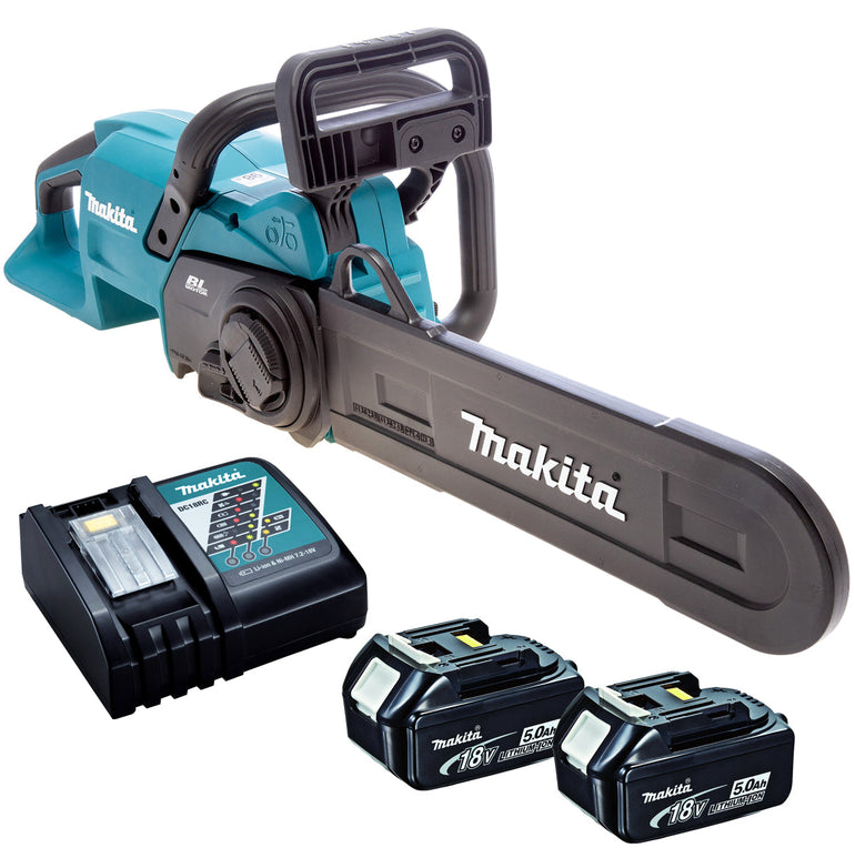 Makita DUC357Z 18V Brushless 350mm Chainsaw With 2 x 5.0Ah Batteries & Charger