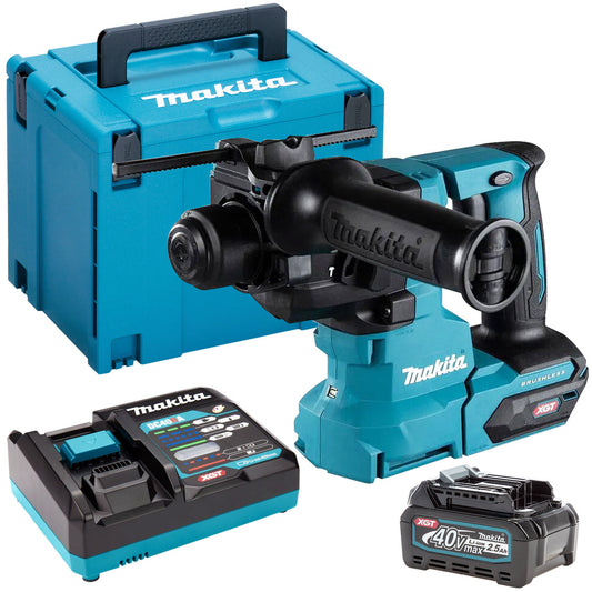 Makita HR010GZ01 40V Brushless SDS Plus Rotary Hammer Drill with 1 x 2.5Ah Battery & Charger