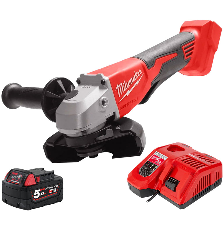 Milwaukee M18BLSAG125XPD-0 18V 125mm Brushless Angle Grinder with 1 x 5.0Ah Battery & Charger