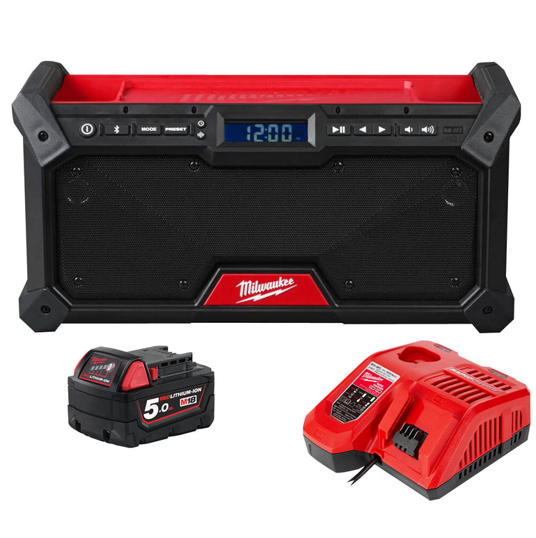 Milwaukee M18RADDAB+G2-0 18V Jobsite Radio DAB+ with 1 x 5.0Ah Battery & Charger