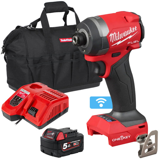 Milwaukee M18ONEID3-0 18V Fuel One-Key Brushless Impact Driver with 1 x 5.0Ah Battery Charger & Bag