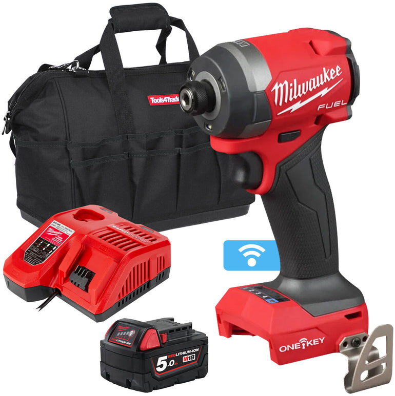 Milwaukee M18ONEID3-0 18V Fuel One-Key Brushless Impact Driver with 1 x 5.0Ah Battery Charger & Bag