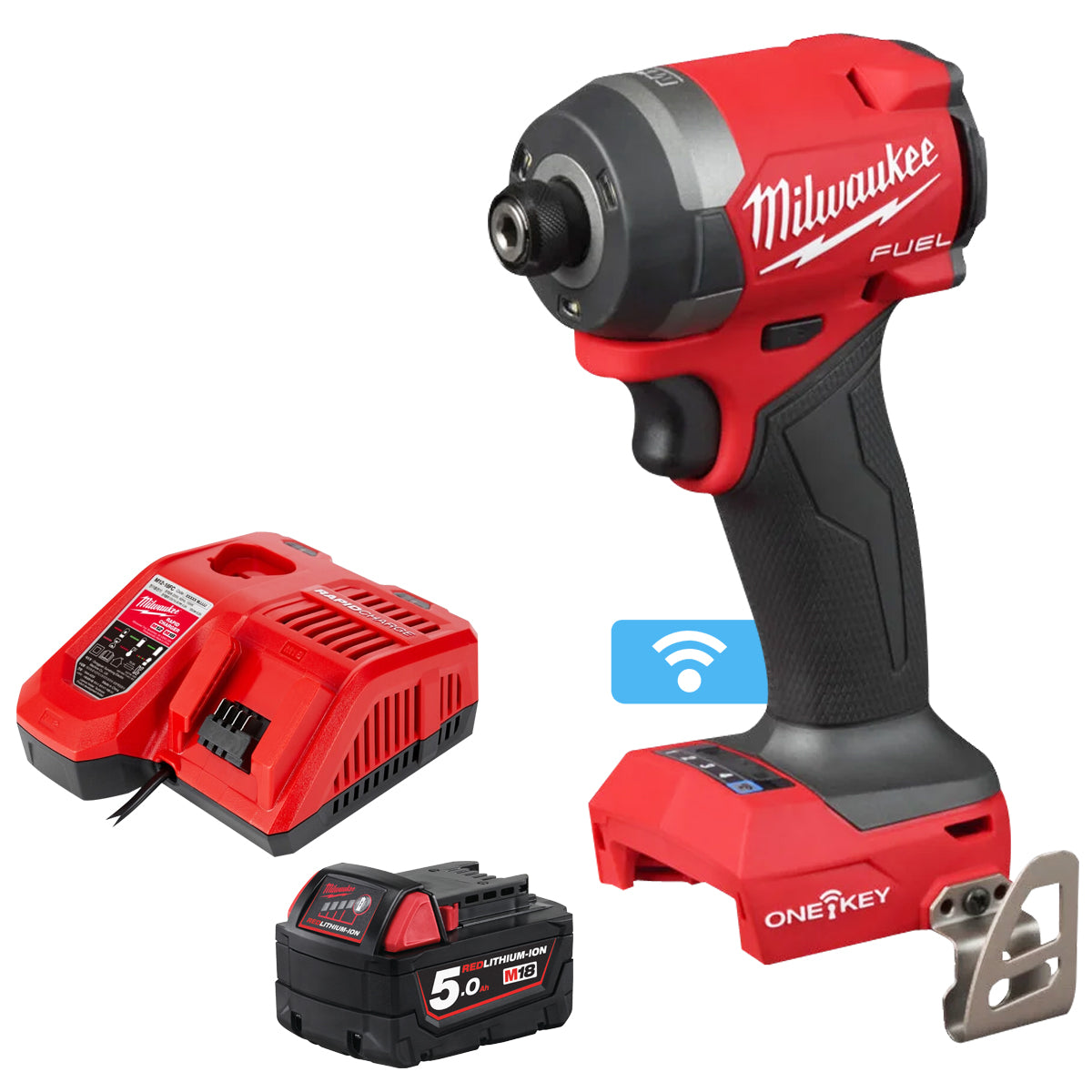 Milwaukee M18ONEID3-0 18V Fuel One-Key Brushless Impact Driver with 1 x 5.0Ah Battery & Charger