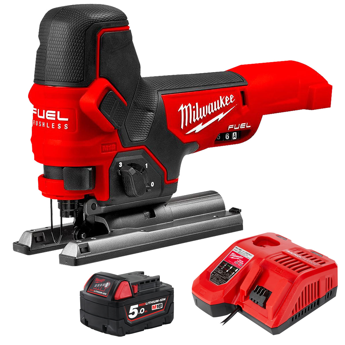 Milwaukee M18FBJS-0 18V Fuel Brushless Jigsaw with 1 x 5.0Ah Battery & Charger