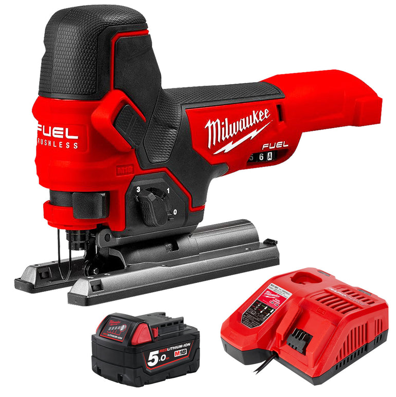 Milwaukee M18FBJS-0 18V Fuel Brushless Jigsaw with 1 x 5.0Ah Battery & Charger