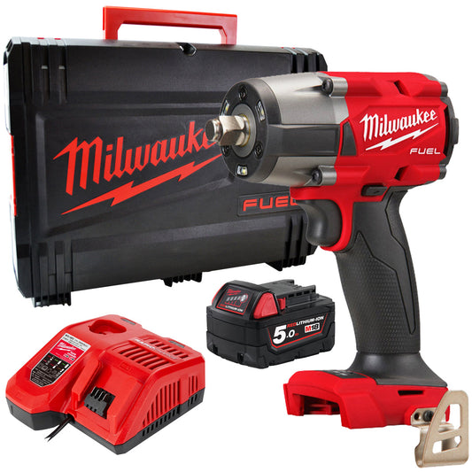 Milwaukee M18FMTIW2F38-0X 18V Fuel Brushless 3/8" Impact Wrench with 1 x 5.0Ah Battery Charger & Case