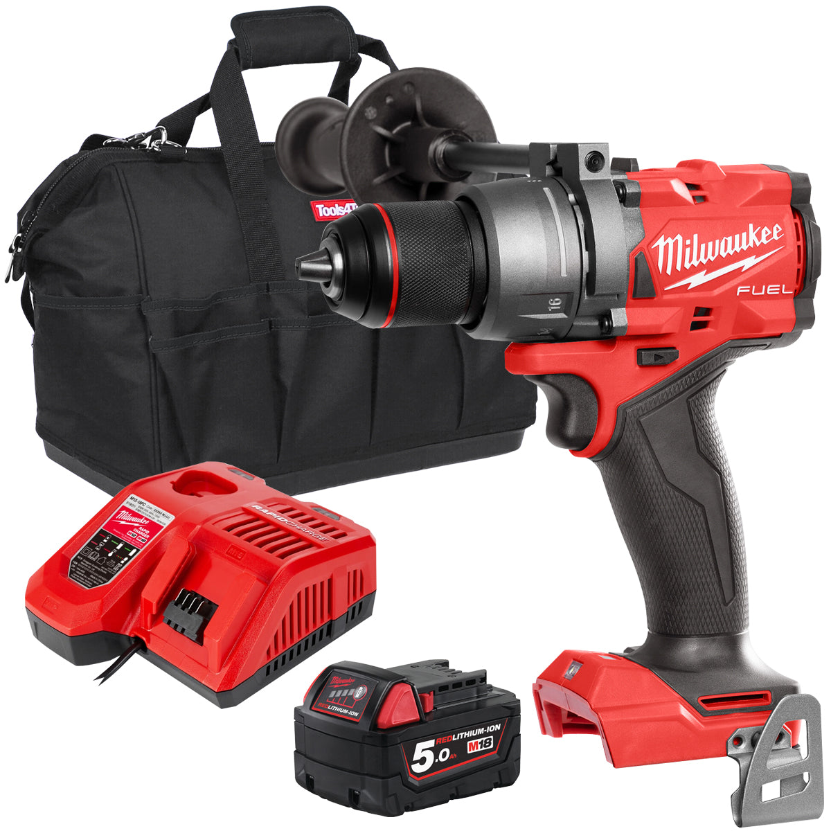 Milwaukee M18FPD3-0 18V Fuel Brushless Combi Drill with 1 x 5.0Ah Battery Charger & Bag