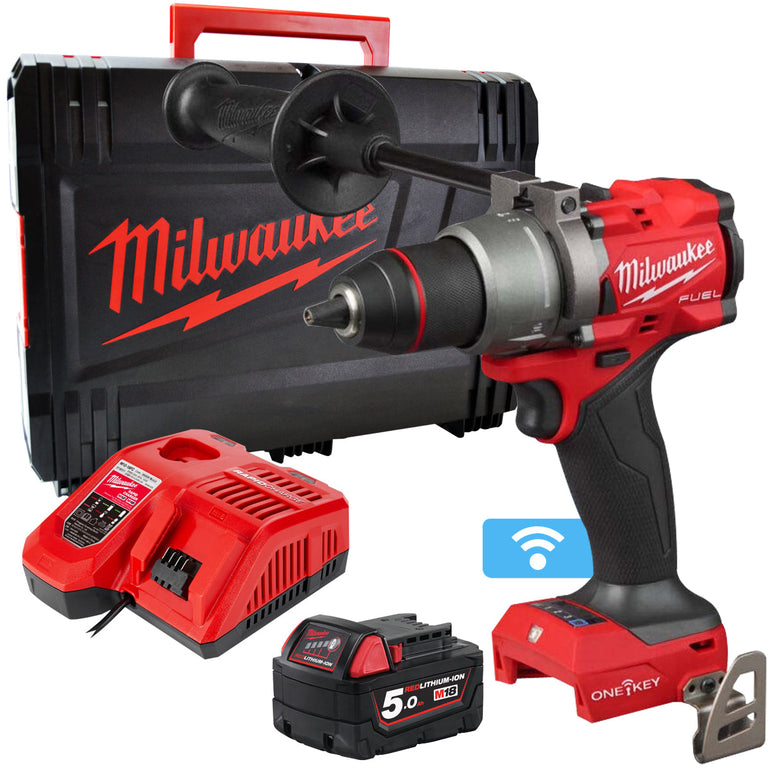 Milwaukee M18ONEPD3-0X 18V Fuel One-Key Brushless Combi Drill with 1 x 5.0Ah Battery Charger & Case