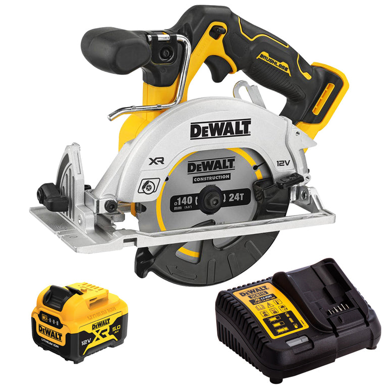 Dewalt DCS512N 12V Brushless 140mm Circular Saw with 1 x 5.0Ah Battery & Charger