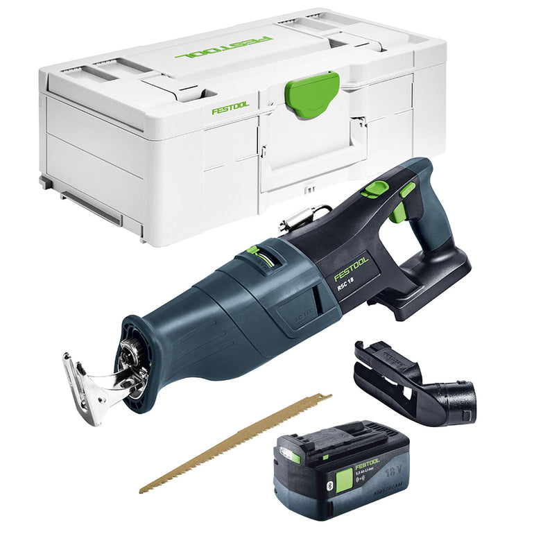 Festool RSC 18 EB-Basic 18V Brushless Reciprocating Saw - 576947 With 1 x 5.0Ah Bluetooth Battery