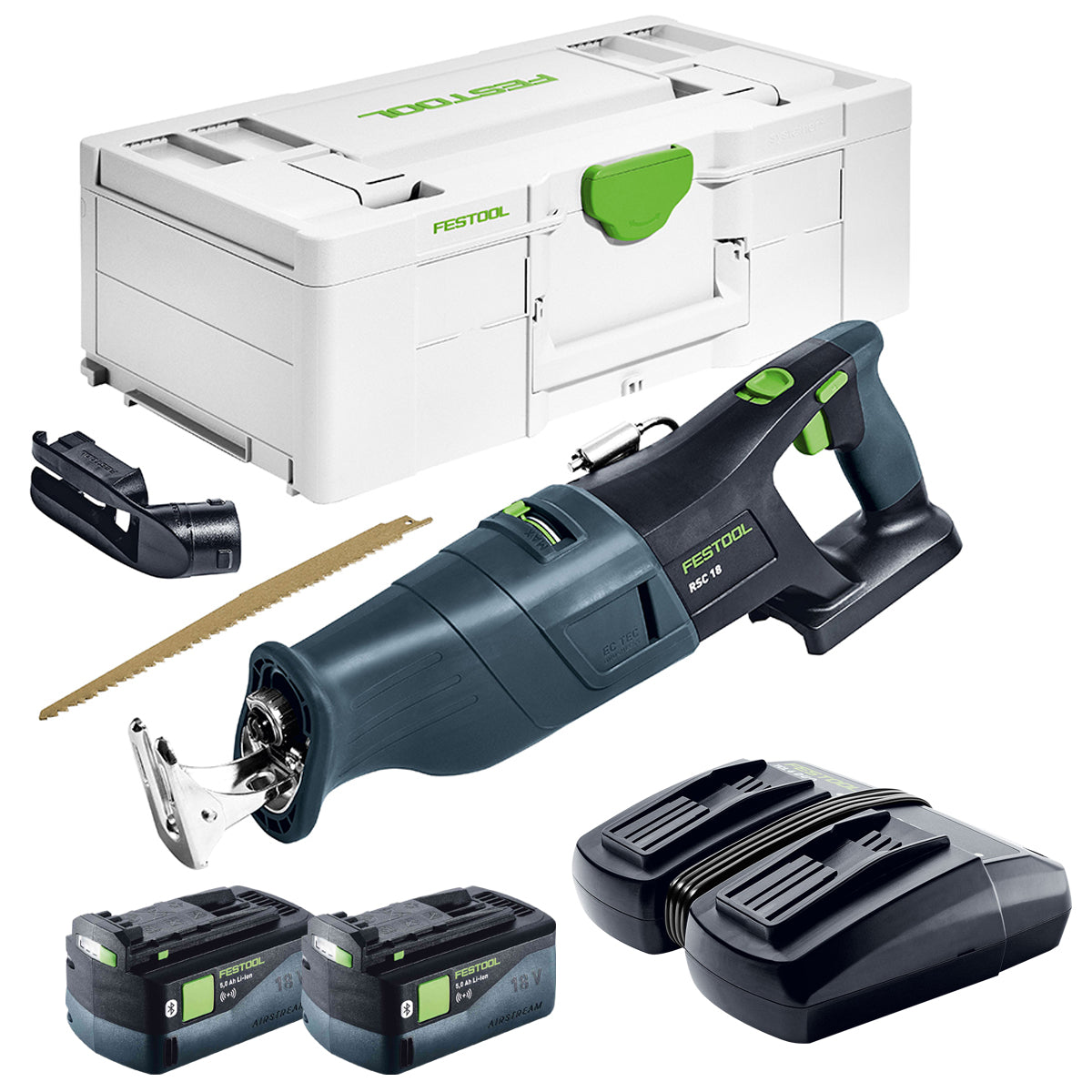 Festool RSC 18 EB-Basic 18V Brushless Reciprocating Saw - 576947 With 2 x 5.0Ah Batteries & Charger