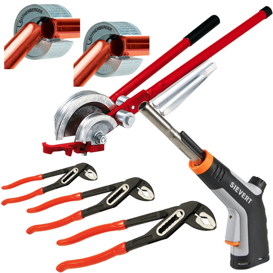 Sievert Powerjet Gas Blow Torch SI253501 With Tube Cutter, Multi Pipe Bender Set & Pump Pliers Set