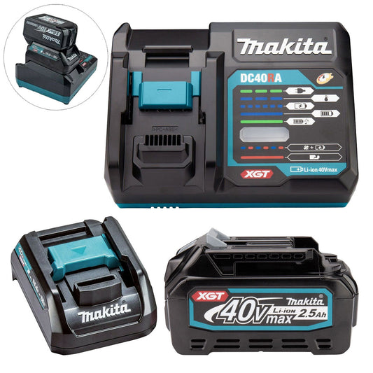 Makita BL4025 40V Max XGT 2.5AH Battery With Fast Charger & Adaptor