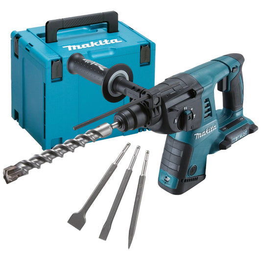 Makita DHR263ZJ 36V SDS+ Rotary Hammer Drill with 3 Piece Chisel