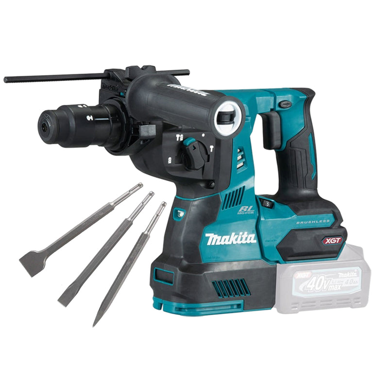 Makita HR004GZ 40V Brushless SDS+ Rotary Hammer Drill with 3 Piece Chisel