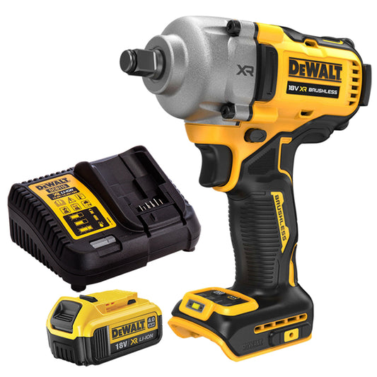 Dewalt DCF891N 18V Brushless 1/2" Hog Ring Impact Wrench with 1 x 4.0Ah Battery & Charger