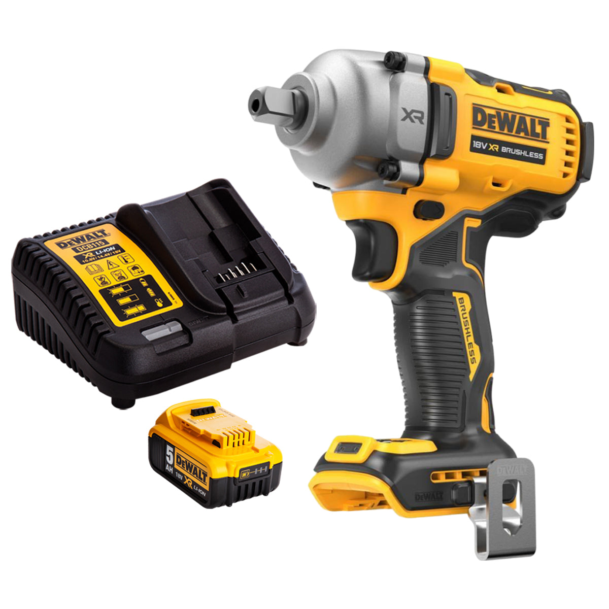 Dewalt DCF892N 18V Brushless 1/2" Compact High Torque Wrench with 1 x 5.0Ah Battery & Charger