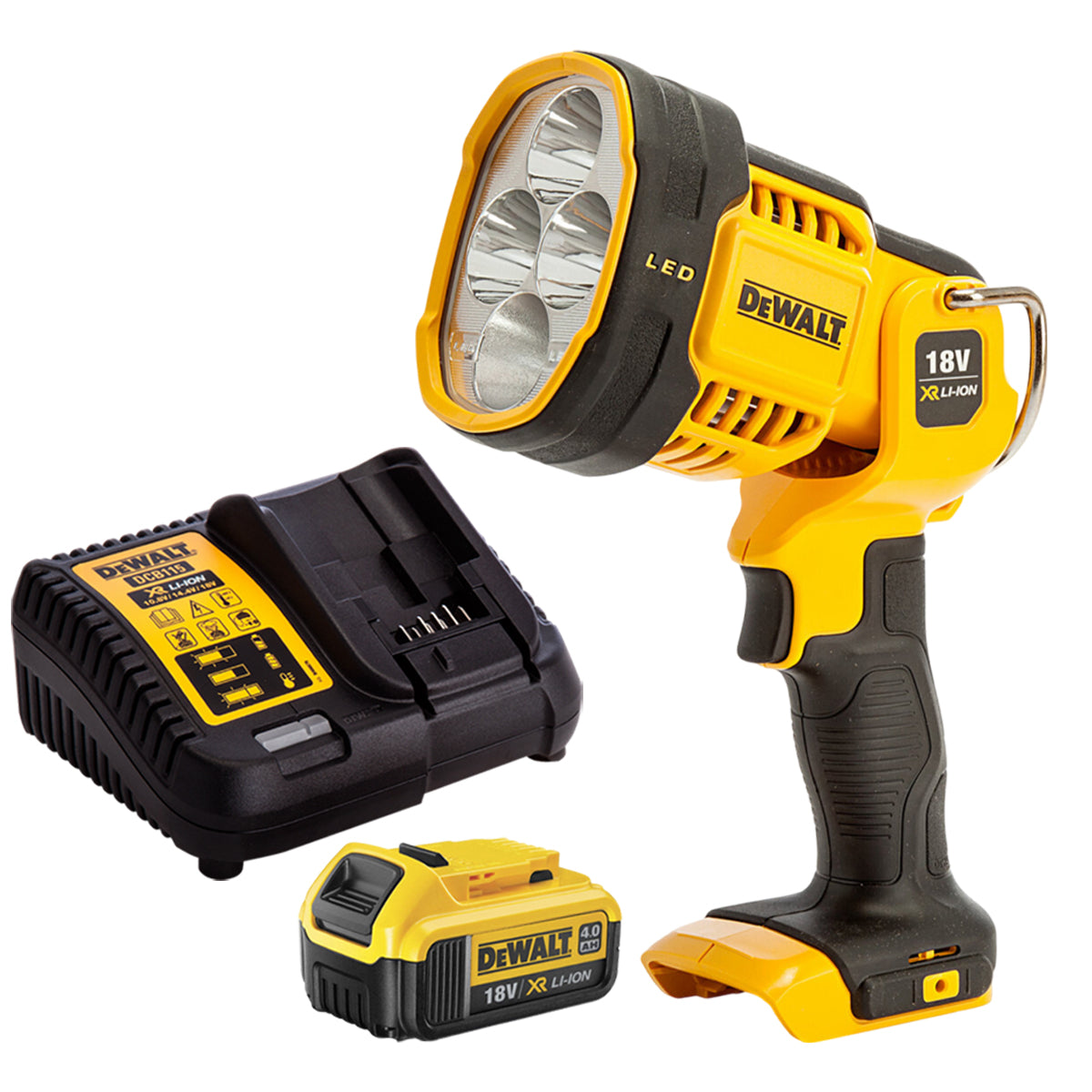 DeWalt DCL043 18V LED Spotlight with 1 x 4.0Ah Battery & Charger