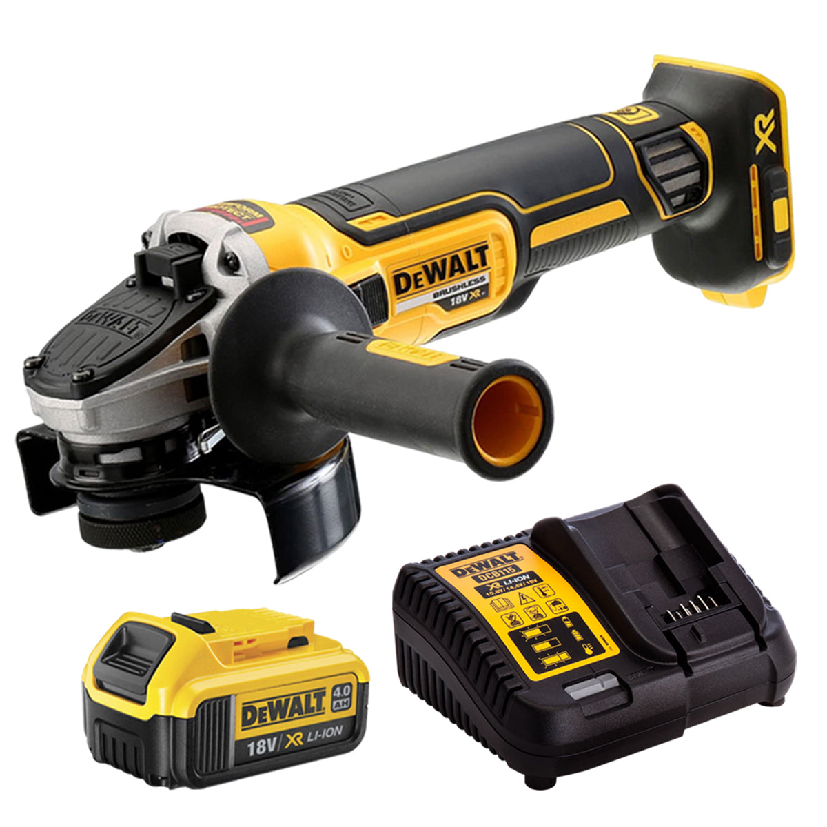 Dewalt DCG405N 18V Brushless 125mm Angle Grinder with 1 x 4.0Ah Battery & Charger