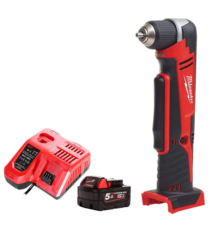 Milwaukee C18RAD-0 18V Angle Drill Driver with 1 x 5.0Ah Battery & Charger