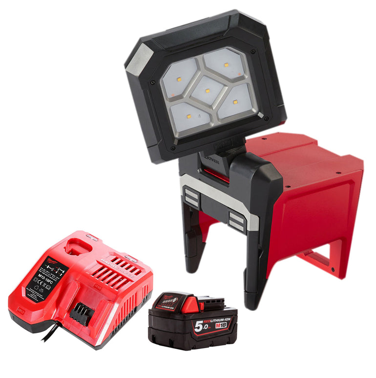 Milwaukee M18PAL-0 18V Pivoting Area Light with 1 x 5.0Ah Battery & Charger