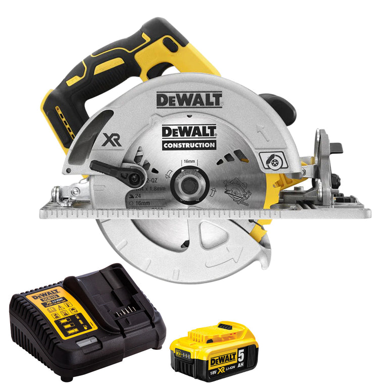 DeWalt DCS572N 18V Brushless 184mm Circular Saw with 1 x 5.0Ah Battery & Charger