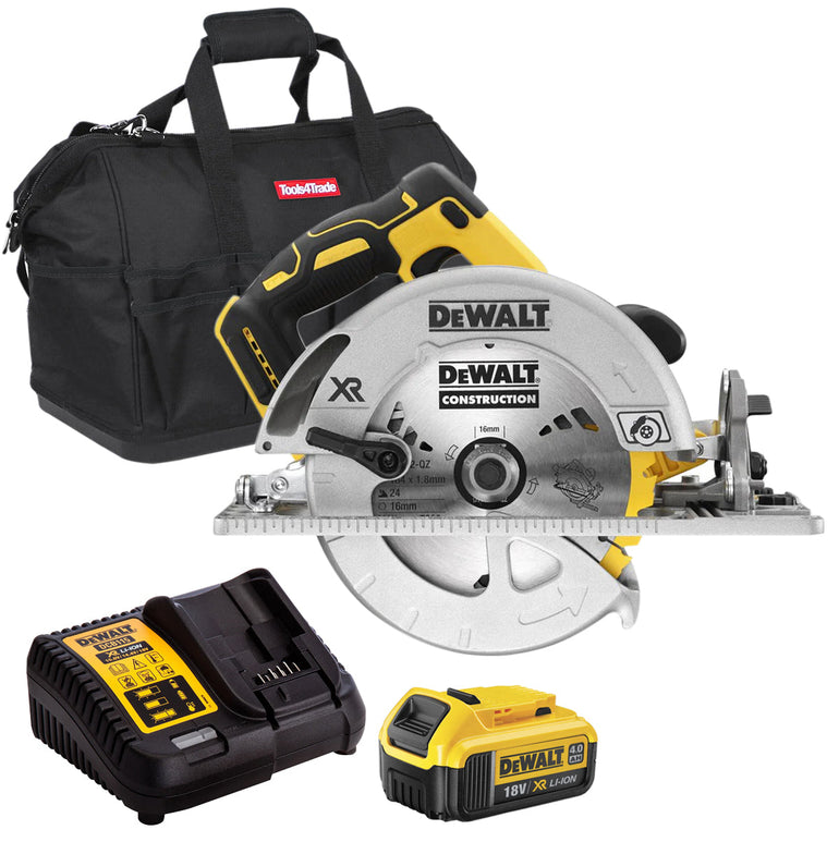 DeWalt DCS572N 18V Brushless 184mm Circular Saw with 1 x 4.0Ah Battery Charger & Bag