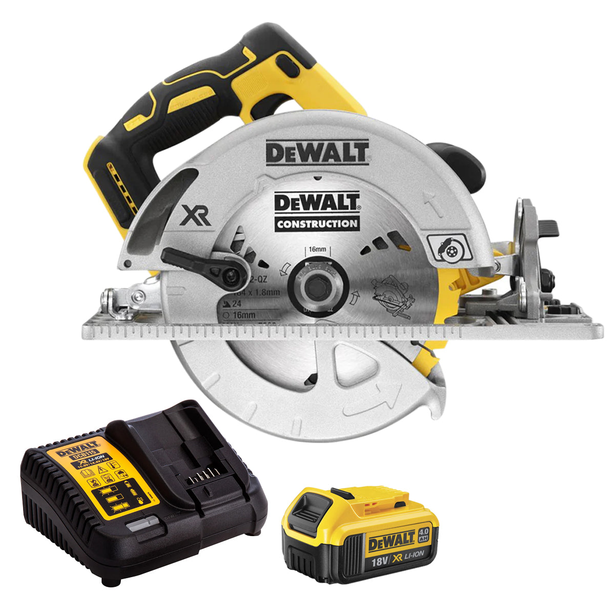 DeWalt DCS572N 18V Brushless 184mm Circular Saw with 1 x 4.0Ah Battery & Charger