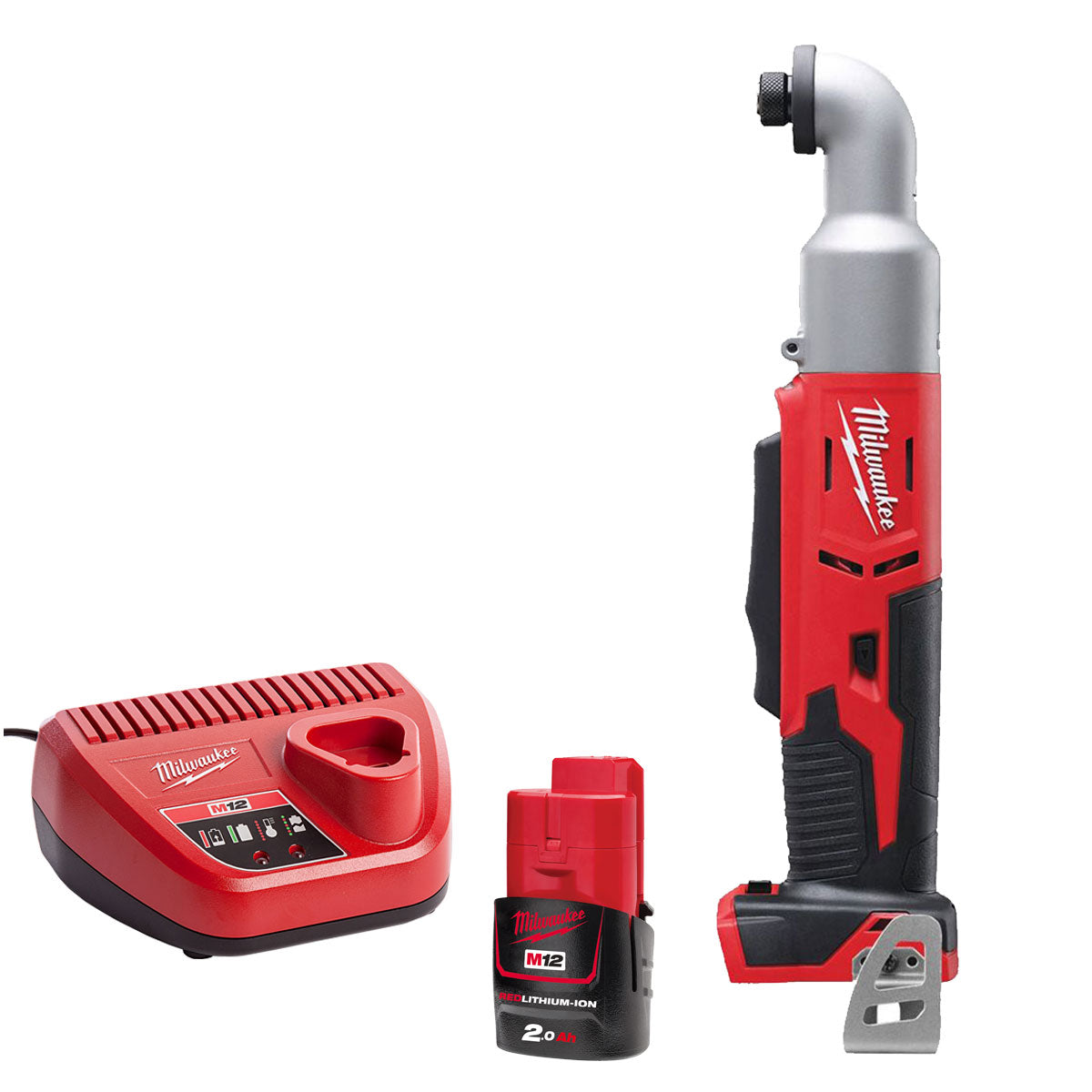 Milwaukee M12BRAID-0 12V 1/4" Hex Right Angle Impact Driver with 1 x 2.0Ah Battery & Charger